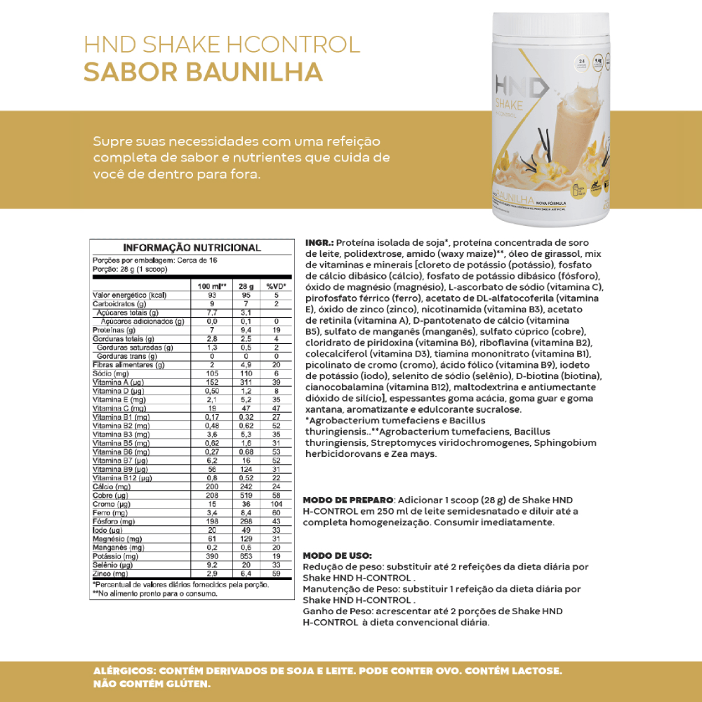 Imagem 3 de Shake H-Control Sabor Baunilha HND 450g
