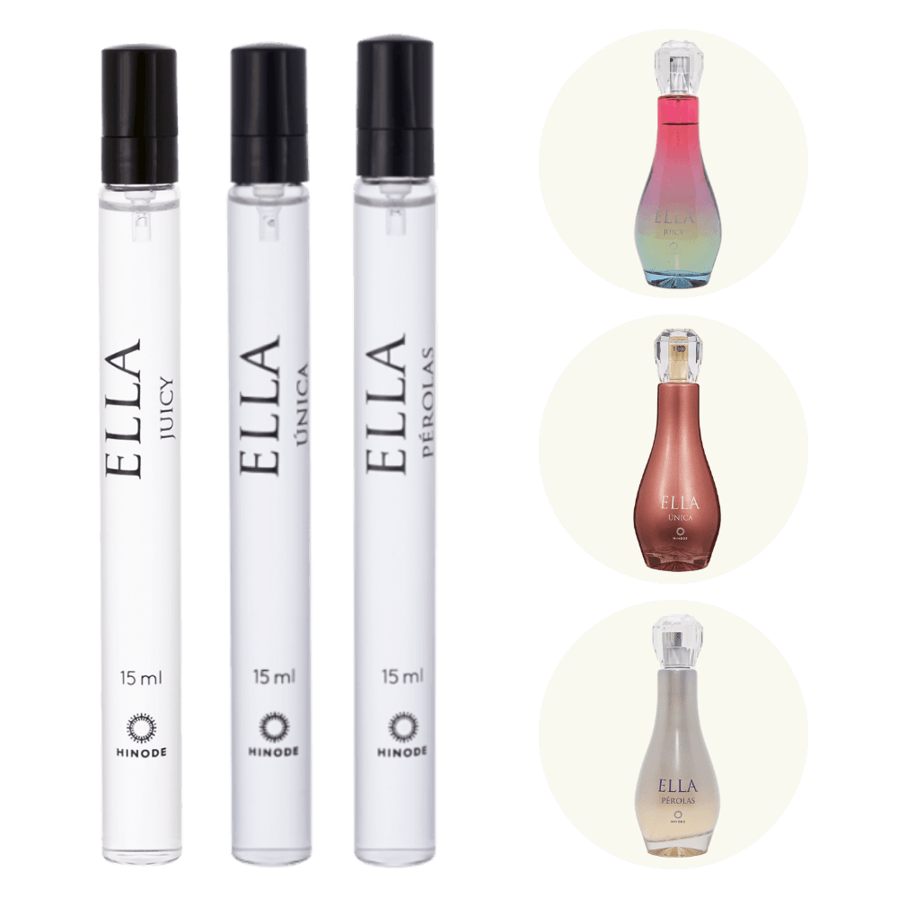Kit 3 Perfumes Femininos de Bolsa Ella Juicy + Pérolas + Única