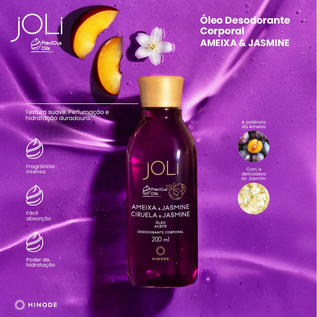 Imagem 3 de Óleo Desodorante Corporal Joli Ameixa e Jasmine 200ml