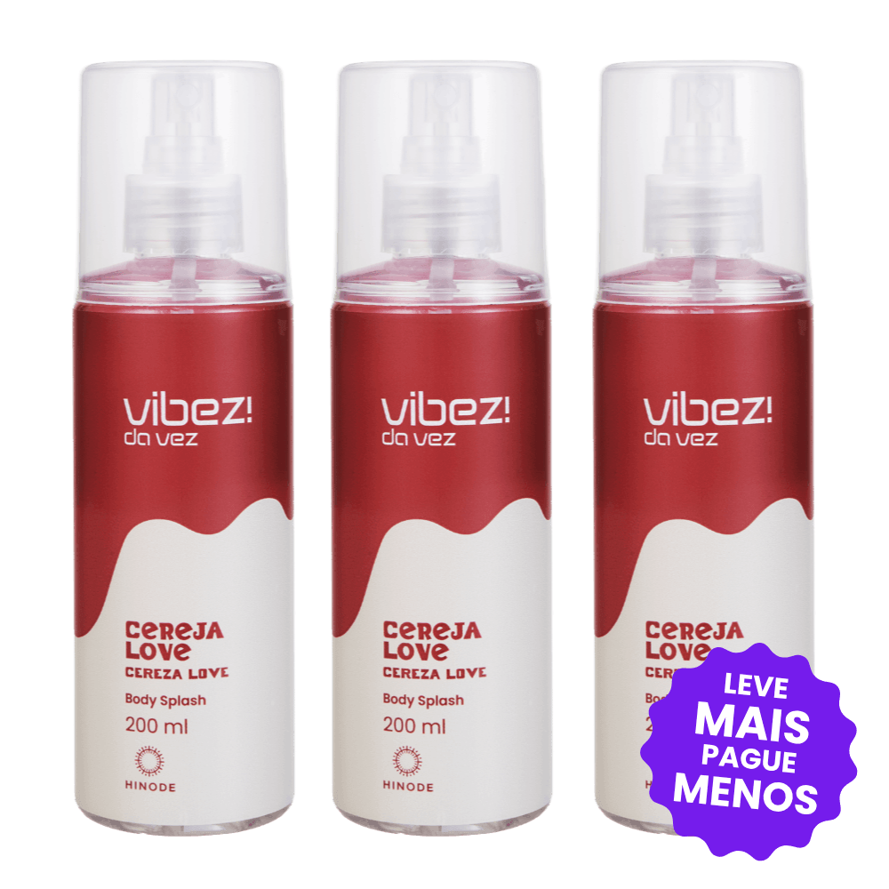 Kit 3 Body Splash Vibez da Vez! Cereja Love